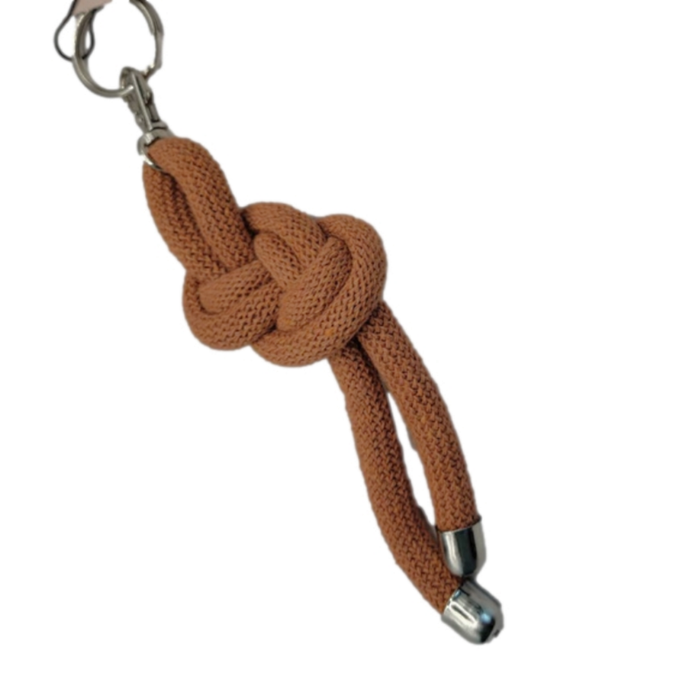Nautical Figure 8 Knotted Rope Keyring Key Chain Bag Charm Terra Cotta